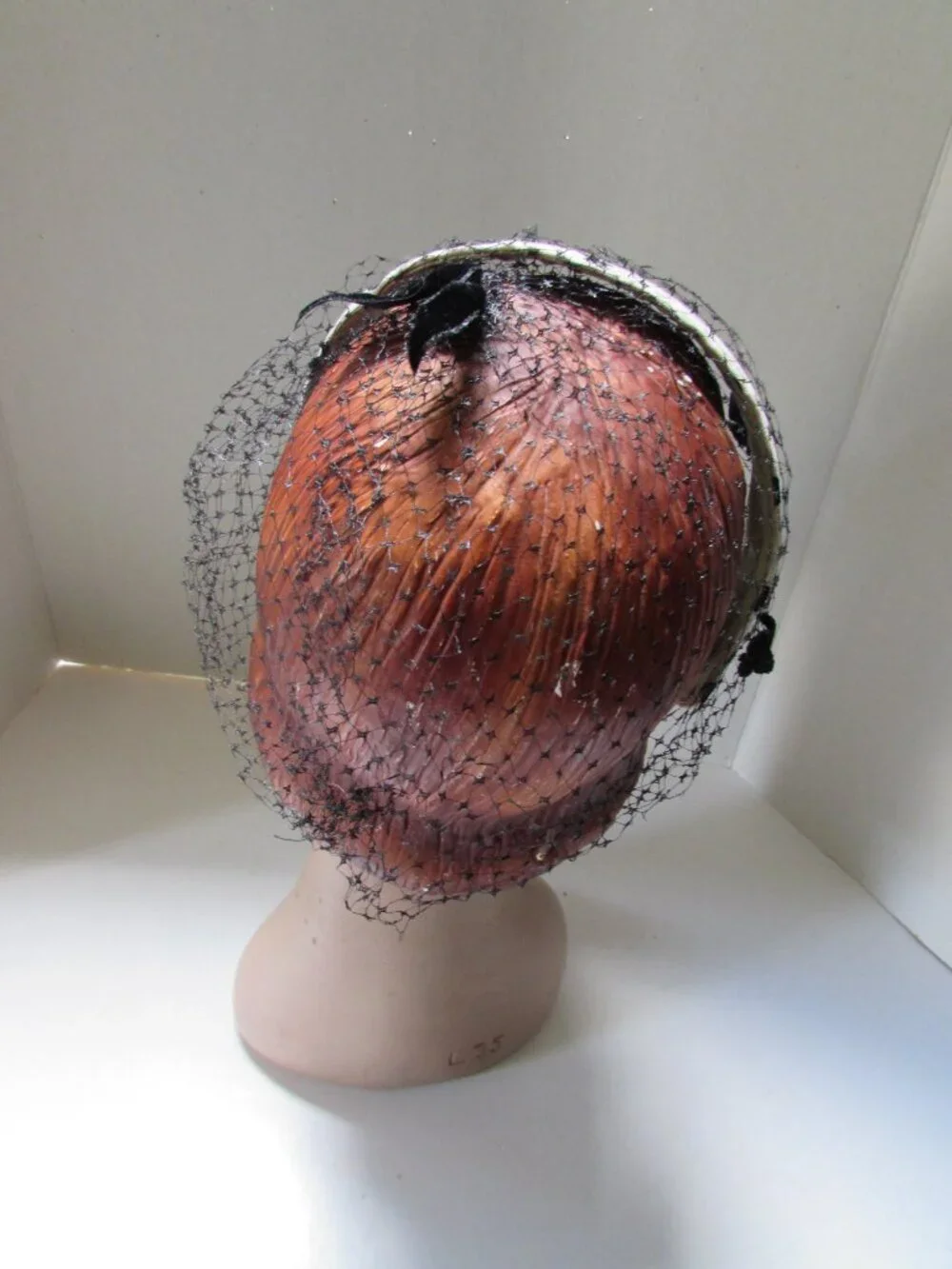 Vintage Head Band Hat White with Black Polka Dots